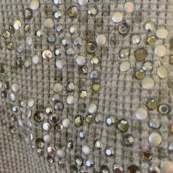 Quacker Factory Peace Sign Embellished Thermal Shirt 2X Gray Pullover READ - Picture 10 of 10